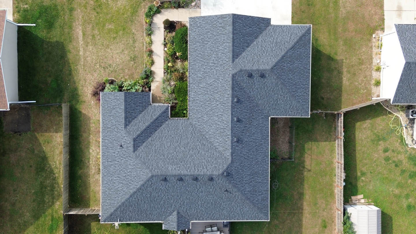 New CertainTeed Landmark Pro Max Def Moire Black roof installed by Wagoner Roofing in Granger, Iowa.