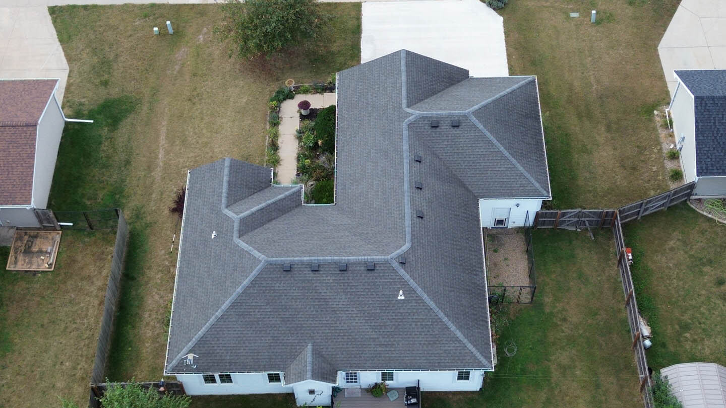 New CertainTeed Landmark Pro Max Def Moire Black roof installed by Wagoner Roofing in Granger, Iowa.